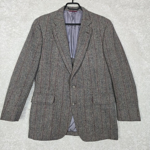Jos A Bank Sport Coat Men 40L Harris Tweed Pure Scottish Wool Blazer Jacket READ - Picture 1 of 16